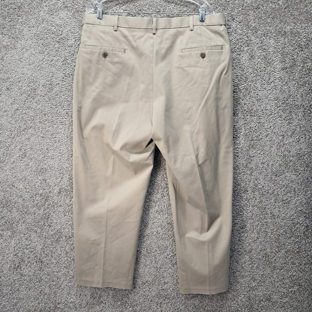 Haggar Mens Iron Free Premium Khaki Classic Fit Tan Pants Actual Size 38x26.5 - Picture 5 of 11